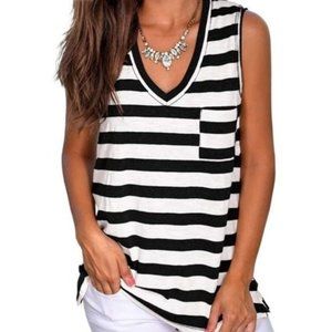 BERRYOU Women's Sleeveless Stripe‎ Pocket Tank NWT S